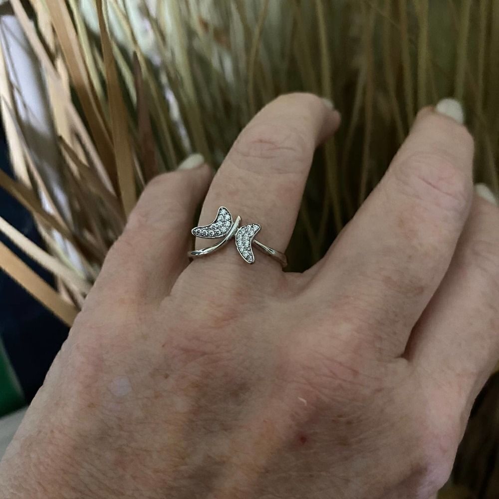Butterfly CZ Sterling Silver Ring Size 6